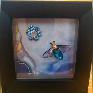 Blue Topaz Bee in Shadow Box